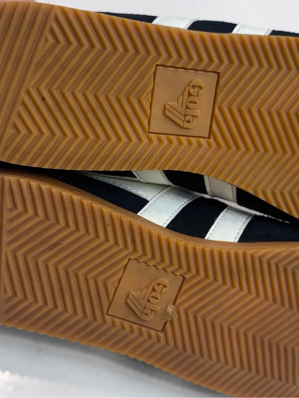 Gola Black Suede Sneakers with White Stripes and Pink Heel Tab - Picture 4 of 5